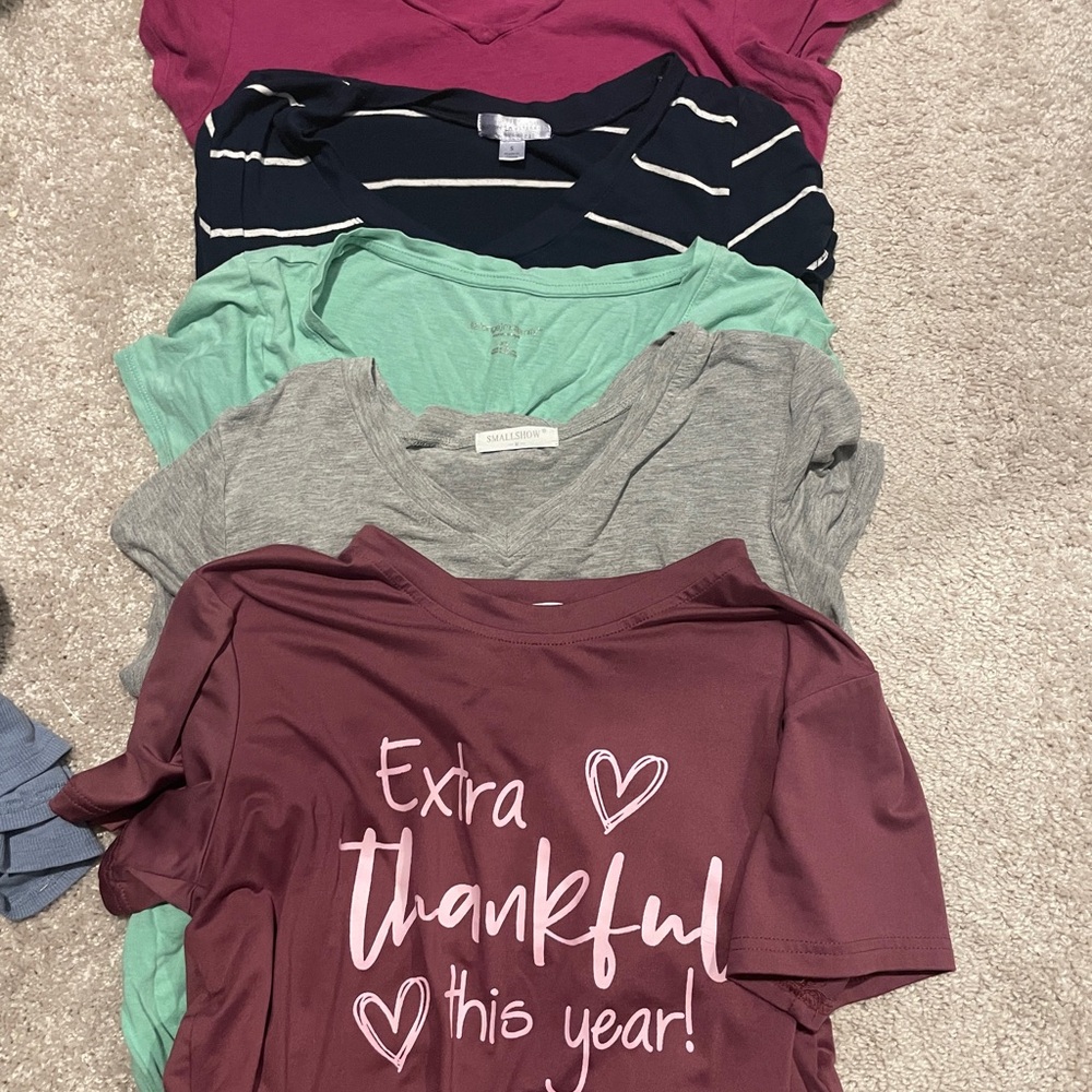 Assorted Women's Maternity T-Shirts - Burgundy, Gray, Green, Navy